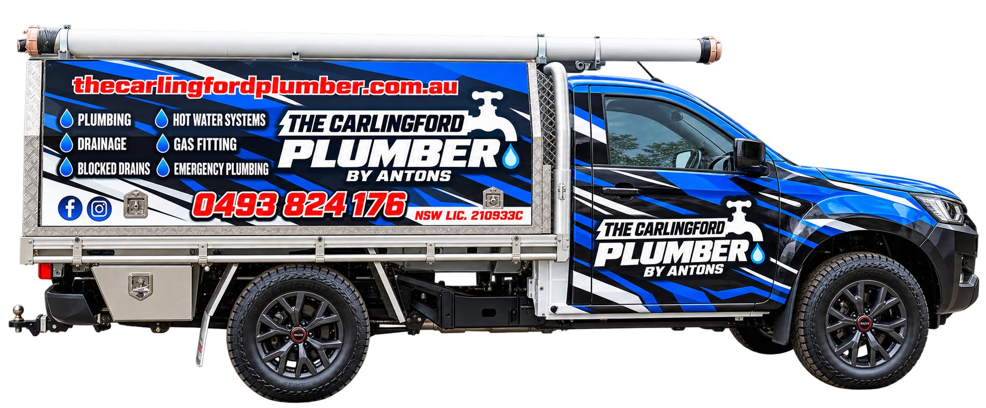 The Carlingford Plumber by Antons side-profile pickup service vehicle