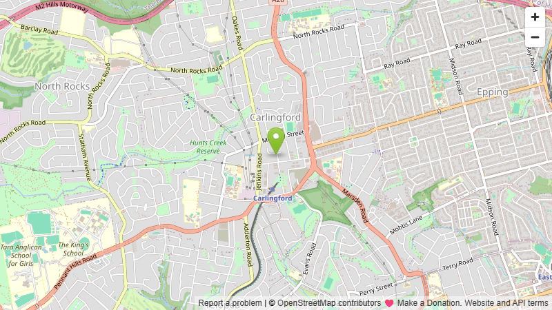 Street map preview of Carlingford, NSW 2118