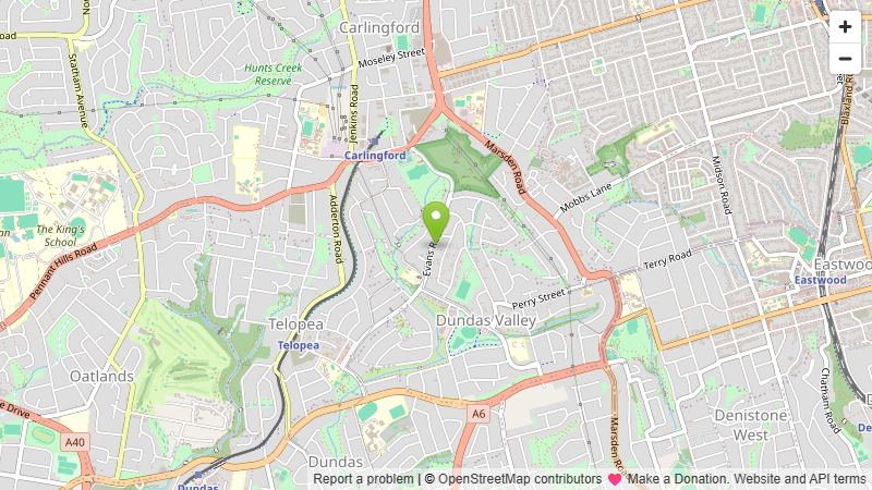 Street map preview of Dundas Valley, NSW 2117