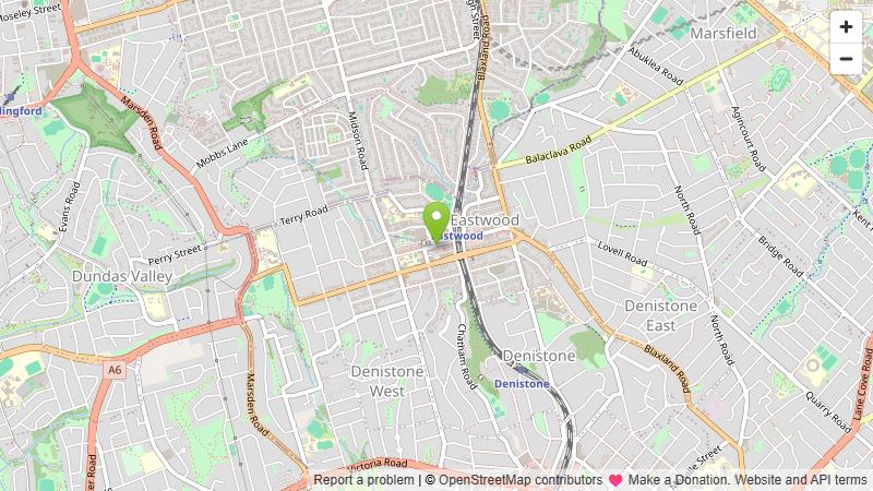 Street map preview of Eastwood, NSW 2122