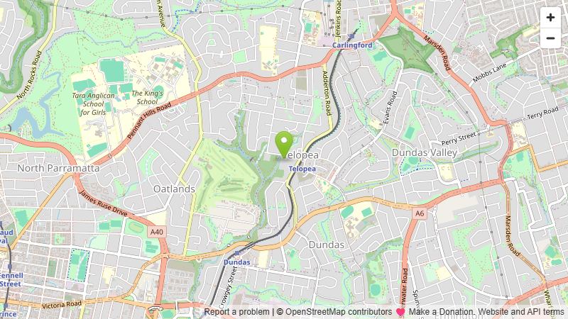 Street map preview of Telopea, NSW 2117